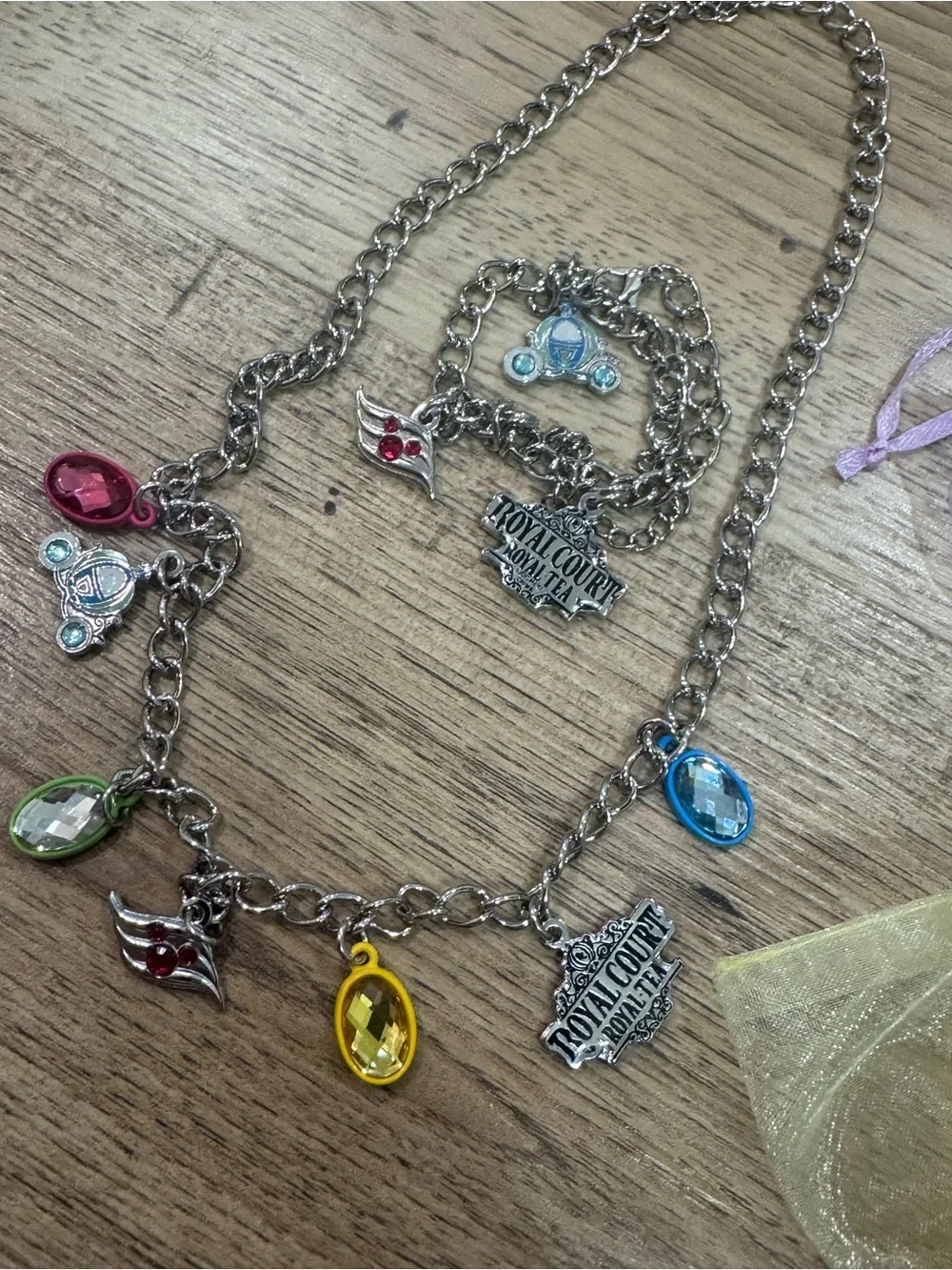 Disney Kids Multi-Color Charm Necklace with Organza Pouches
